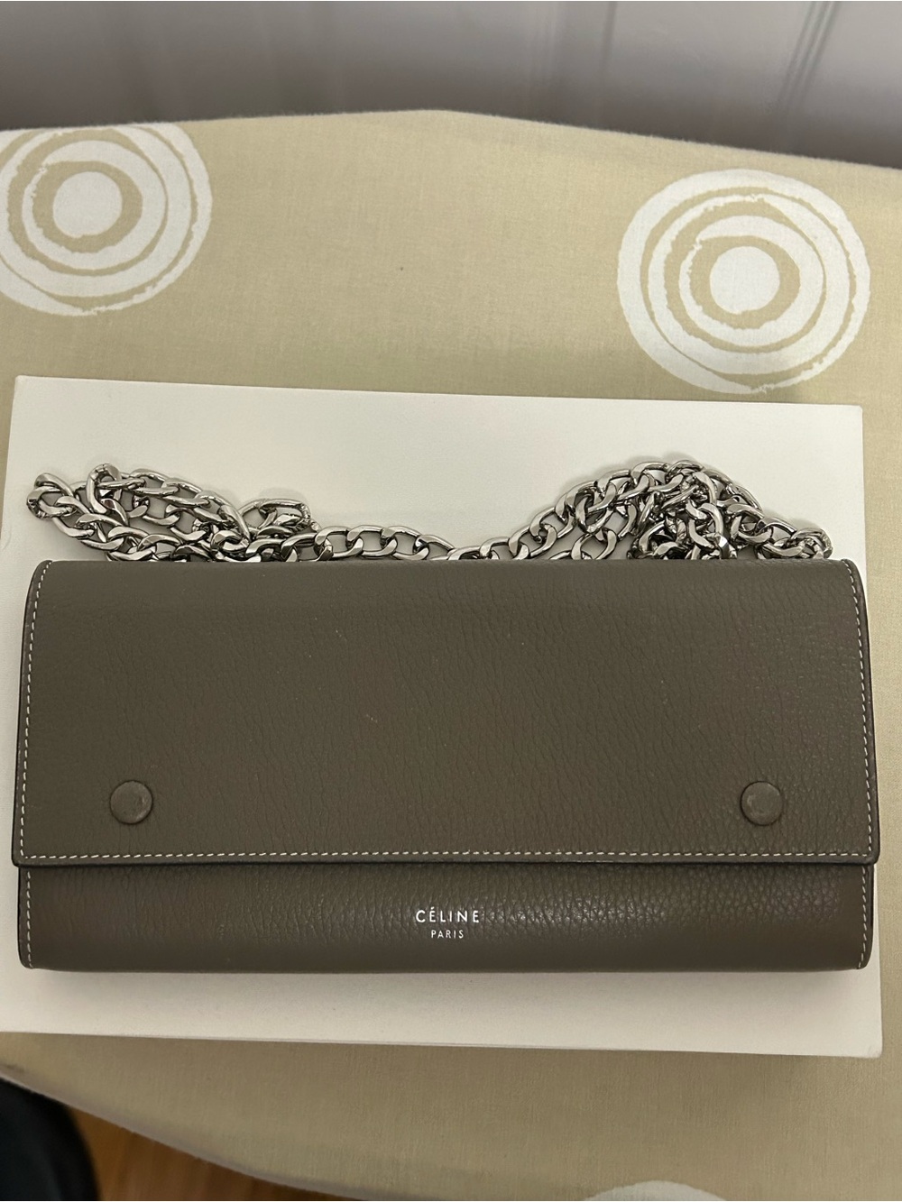 Celine Slim Wallet Clutch in Taupe
